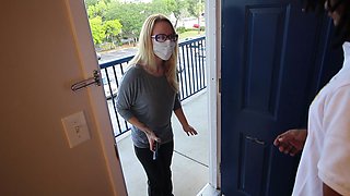 Angry Blonde White Girl Confronts Black Guy Upstairs and Gets Dicked Down Rough and Hard