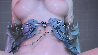 3D Cute Cosplay Babe Wearing Sexy Dress Got Fucked by Big Dildo