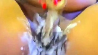 Big Tits Tranny Jerking her Big Hard Cock