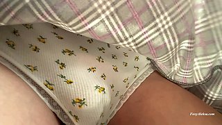 Hot Trip on a Bus. Rubbing Dick in Panties Under Skirt.