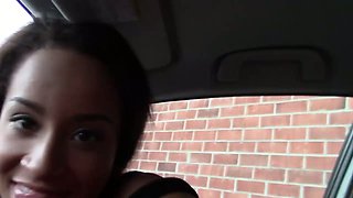 Filthy chick Teanna Trump gives a blowjob in the car and gets her pussy fucked in the back seat