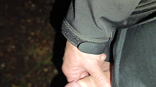 Horny toning while jerking off on the main road