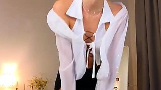 Very Hot Amateur French Teen couple tit fuck on Webcam