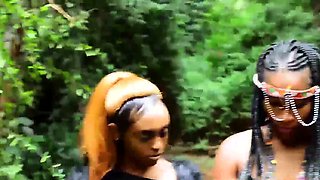 African festival outdoor lesbian makeout