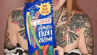 Maid Stuffs Mouth with Sweettreats