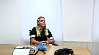Blonde teen Nikki Sexx fucks in her school uniform