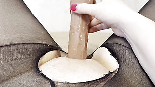 Horny Babe Masturbates Dildo