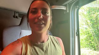 Lea Pam Fingers, Strokes and Squirt 3 Times in This Solo Video Shot in the Cab of This Truck