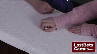 Celestina Blooms And Aften Opal In Its Hard To Fake Arousal And Orgasm In A Strip Estonian Roulette Game