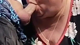Mother-in-law Holds My Dick While I Pee and Then Sucks It in Public