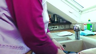 Grandma and teen share a cock in a threesome