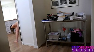 Horny Stepsis Avery Moon Gets Busted Riding Dildo in Kitchen