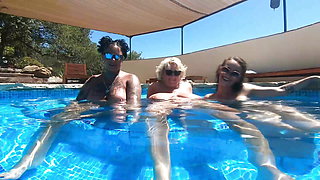 Hot Lesbian Double Ended Dildo fun in the pool