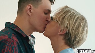 Big breasts mommy stepmom helps her boy