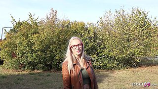 German Scout - Fit Blonde Glasses Girl Vivi Vallentine Pickup and Talk to Casting Fuck