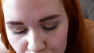 Redhead Czech babe edging blowjob and cum tasting