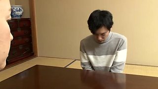 Japanese MILF Groped by Step Son in Public - Hot French Kiss & Cream Pie