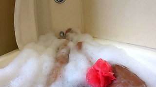 Having a bubble bath