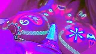 Neon Glow Massive Tits Masked Hottie Goes Wild Solo Masturbating with Anime Moans - Lilykoti