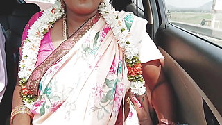 Indian Car Sex Telugu Saree Housewife Car Journey for Fucking with Husbend's Friend. Telugu Dirty Talks.