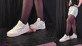 School Friend After Class Shoejob in Dirty Adidas White Sneakers