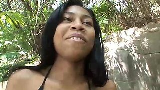 Black Stepdaughter Strips Outdoors