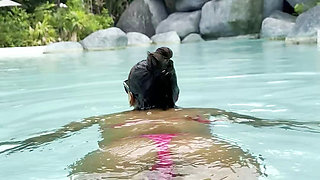 Monika Fox In Pink Bikini Swims In Pool And Walks