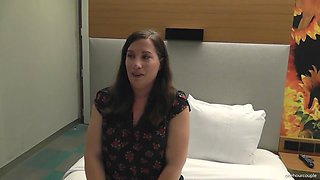 Wife's awkward interview before she tries her first big black cock