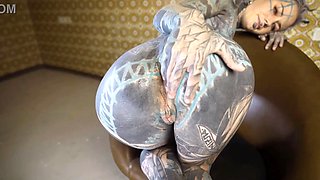 Tattooed TEEN testing FUCK MACHINE with her ANAL