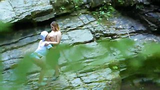 Outdoor 3some orgy Blowjobs video