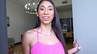 Petite Sona Bella keeps her place by taking every cock in her mouth and pussy
