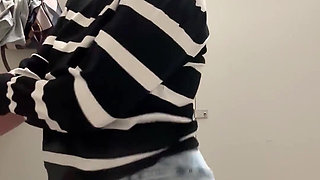 She Just Had to Touch Her Pussy!! Naughty Public Bathroom Masturbation