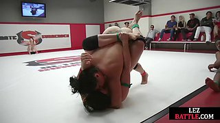 Nasty wrestling lez dominated by babe