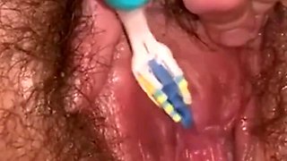 Stimulating My Clit with Electric Toothbrush Fisting Squirting Orgasms