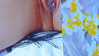 Pink Pussy Latina's Glass Dildo After Beach Day