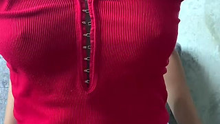 A college student undresses for her professor. They catch her in the act.