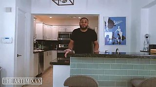 Big Ass Roommate Bea York Gives Under Table Blowjob to BBC Streamer Artemis