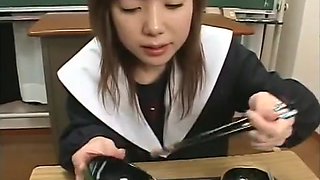 Japanese schoolgirls in sexy uniforms swallow heavy loads of semen