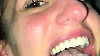 Glory hole blowjob busty amateur blonde fucking in stall