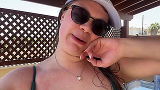 German BBW fucks her husband by the pool