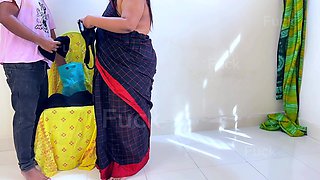 When Telugu Aunty Wearing Saree Without Blouse Went to the Shop to Buy Bra, Shopkeeper Fucks Her While She Trial the Bra - Cum