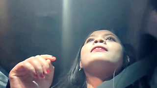 Show Big Boobs in Car When Going to Drive.