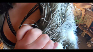 Tight Green Leather Pants Cameltoe Blowjob & Doggy with Cum on My Fur Coat & Downjacket- Preview