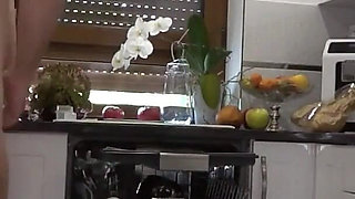 Hubby Cleanup MILF's Cum Covered Pussy After Kitchen Sex and Cumkiss and More