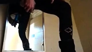 Big-Titted Mature Woman Masturbates with Dildo in Public