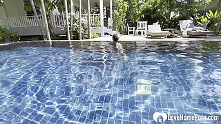 Hot Babe Takes a Swim and Gets My Cock Poolside