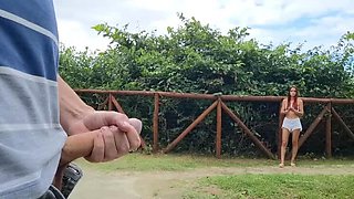 Hot Redhead Gives Risky Handjob on the Street - Caught in Public!