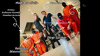 Sadistic Prison Wardens: Fugitives’ Interrogation (whip, CBT, Ballbusting) - Mistress Julia & Diane K