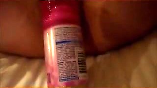 Fisting and shaving cream can insertion with orgasm