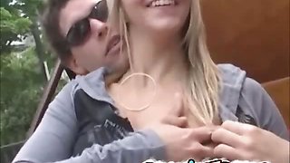 French gf flashing her tits and pussy riding on a kalesa